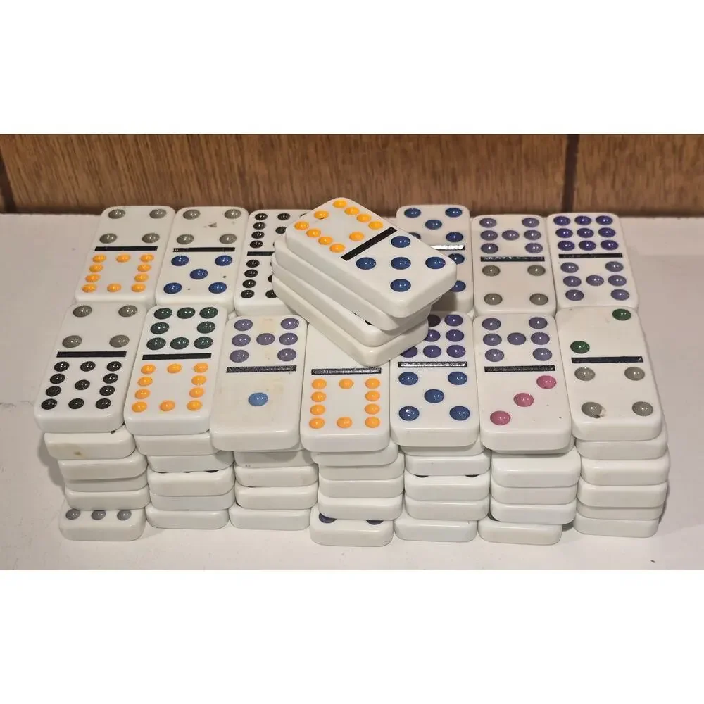 Cardinal Mexican Train Dominoes Double 12 Color Dot Set 88 Tiles Tin Case